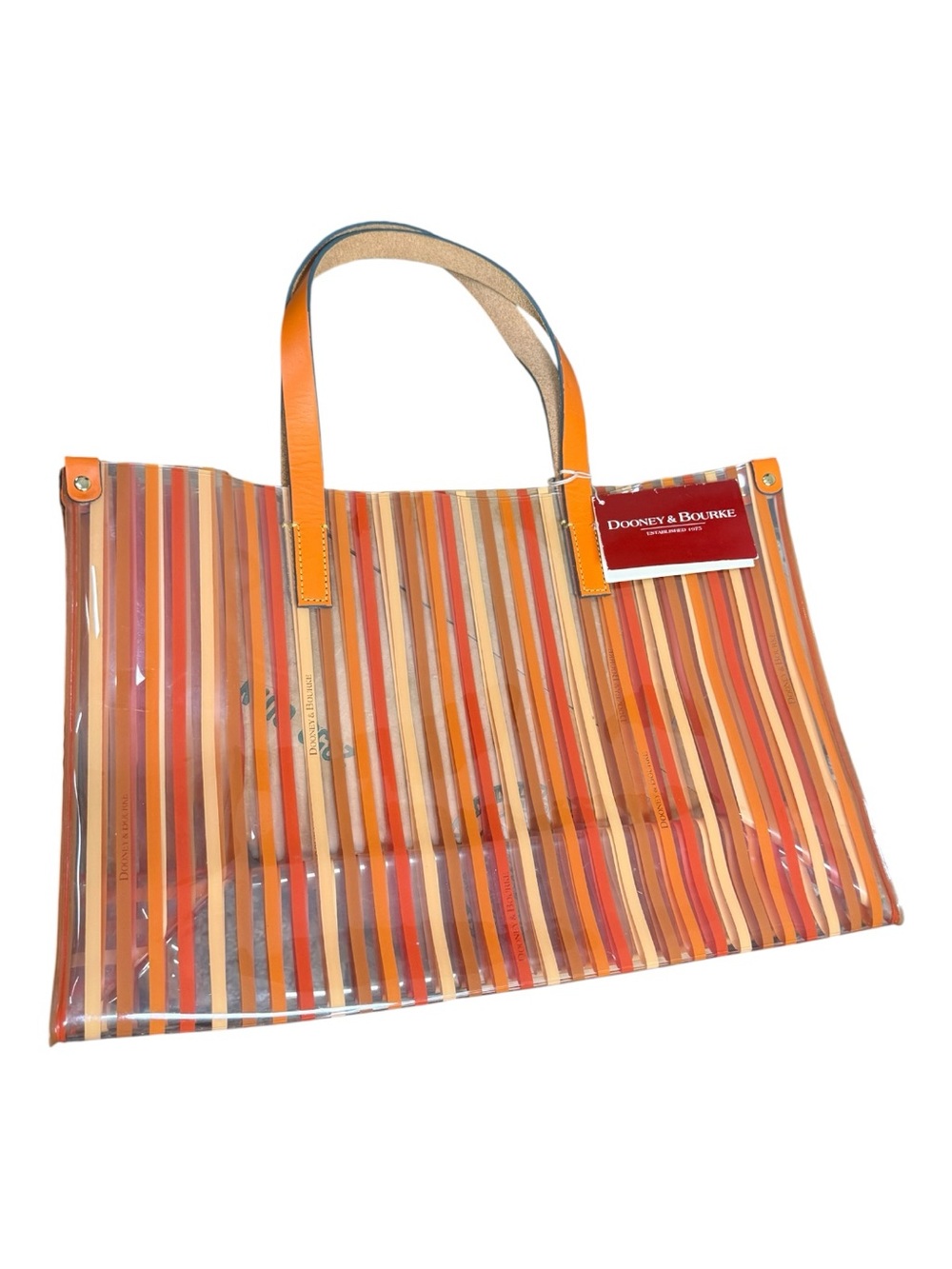 Dooney & Bourke Candy Stripe Shopper Tote MJ3SS OR Orange NWT Y2K